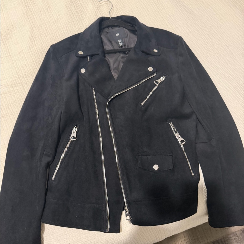 H&M Men's Black Suede Biker Jacket